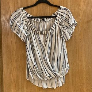 Blue and White Striped Blouse